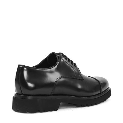 Erkek Siyah Bağcıklı Kalın Tabanlı Açma Deri Günlük Ayakkabı