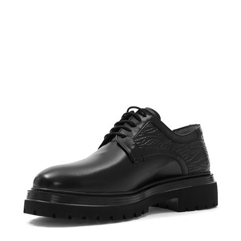 Erkek Siyah Bağcıklı Kalın Tabanlı Açma Deri Günlük Ayakkabı