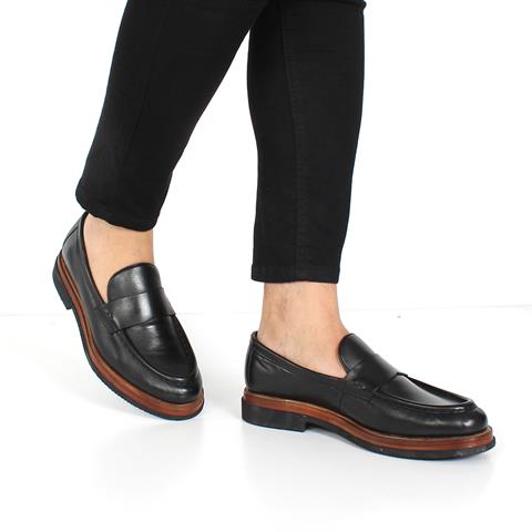 Erkek Siyah Deri Loafer