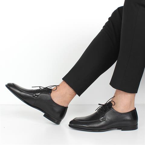 Erkek Siyah Bağcıklı Deri Klasik Ayakkabı