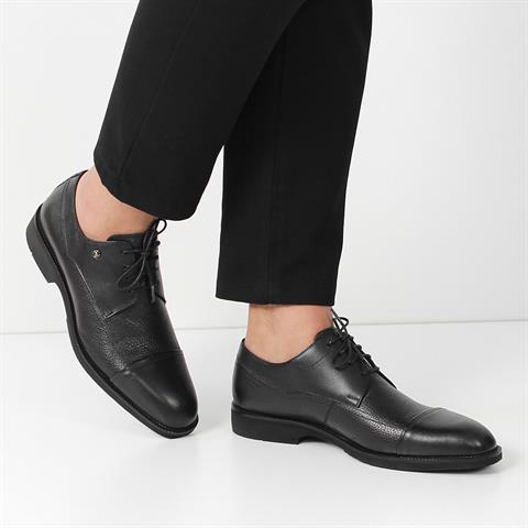 Erkek Siyah Bağcıklı Deri Klasik Ayakkabı