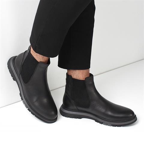 Erkek Siyah Deri Chelsea Bot