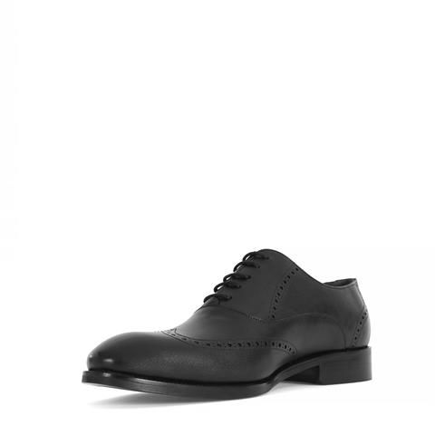 Erkek Siyah Bağcıklı Deri Klasik Ayakkabı