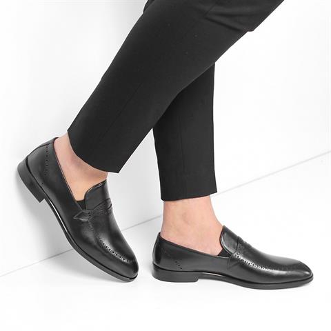 Erkek Siyah Deri Loafer