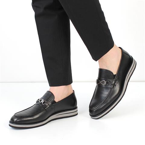 Erkek Siyah Deri Loafer