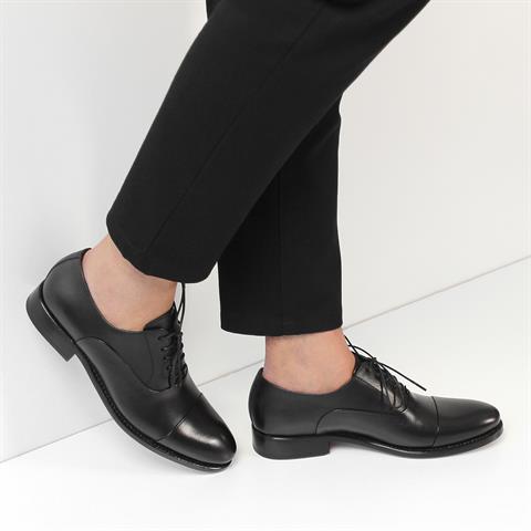 Erkek Siyah Bağcıklı Deri Klasik Ayakkabı
