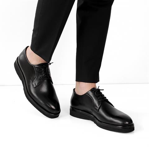 Erkek Siyah Bağcıklı Deri Klasik Ayakkabı