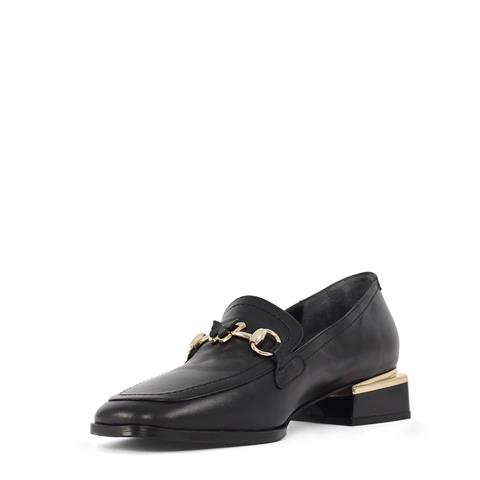 Kadın Siyah Tokalı Topuk Detaylı Deri Loafer