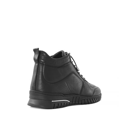 Kadın Siyah Fermuarlı Kısa Deri Bot