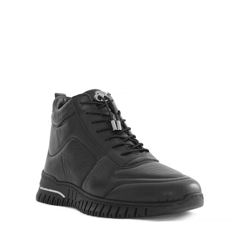 Kadın Siyah Fermuarlı Kısa Deri Bot