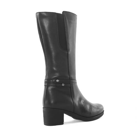 Kadın Siyah Fermuarlı Topuklu Deri Çizme