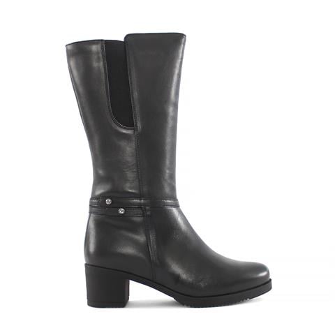 Kadın Siyah Fermuarlı Topuklu Deri Çizme