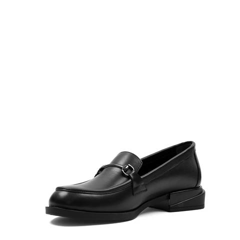 Kadın Siyah Tokalı Deri Loafer