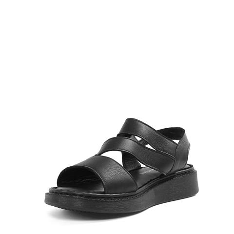 Kadın Siyah Bilekten Cırt Cırtlı Deri Sandalet