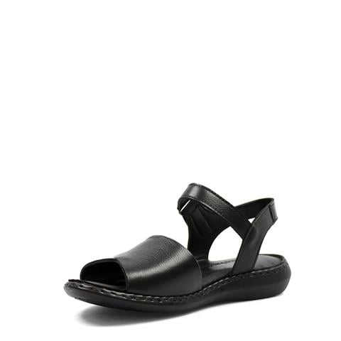 Kadın Siyah Bilekten Cırt Cırtlı Deri Sandalet