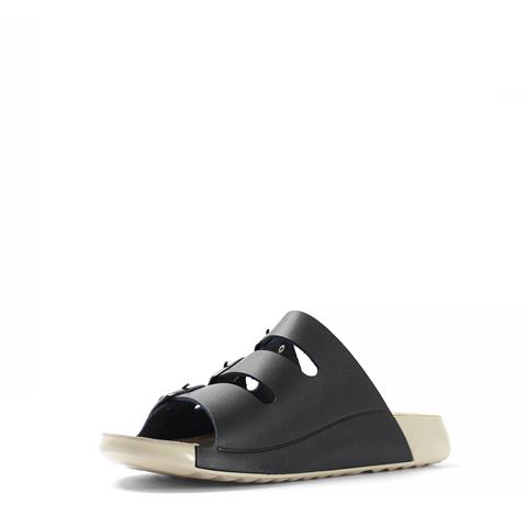 Kadın Siyah Üç Tokalı Rahat Deri Terlik