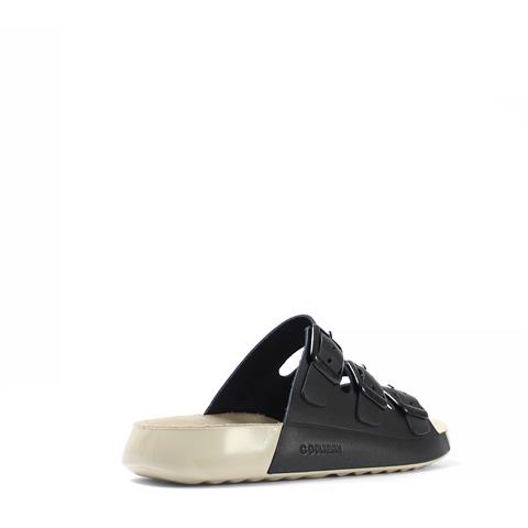 Kadın Siyah Üç Tokalı Rahat Deri Terlik