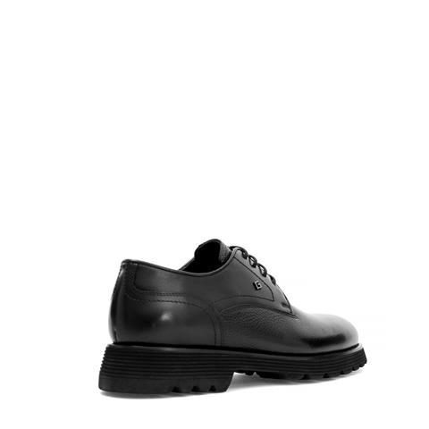 Erkek Siyah Bağcıklı Kalın Tabanlı Deri Günlük Ayakkabı