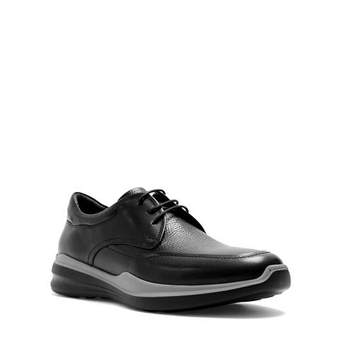 Erkek Siyah Bağcıklı Deri Günlük Ayakkabı