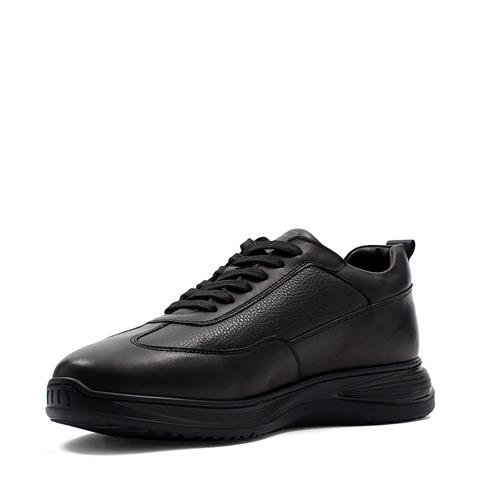 Erkek Siyah Bağcıklı Kalın Tabanlı Deri Günlük Ayakkabı