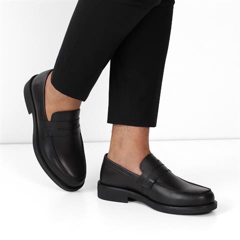 Erkek Siyah Deri Loafer