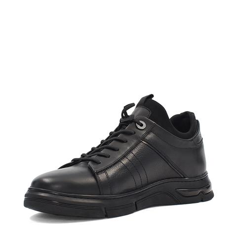 Erkek Siyah Bağcıklı Kalın Tabanlı Deri Sneaker