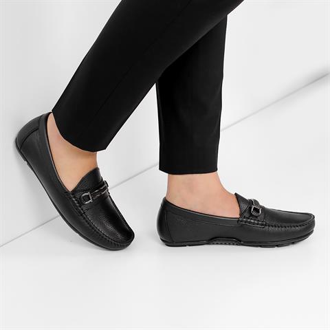 Erkek Siyah Deri Loafer