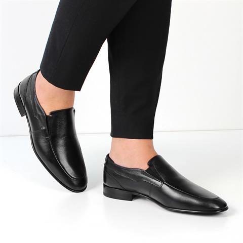 Erkek Siyah Kösele Taban Deri Loafer