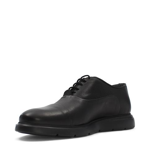 Erkek Siyah Bağcıklı Deri Günlük Ayakkabı