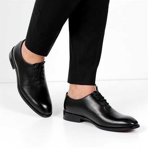 Erkek Siyah Bağcıklı Deri Klasik Ayakkabı