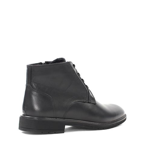 Erkek Siyah Bağcıklı Fermuarlı Deri Bot