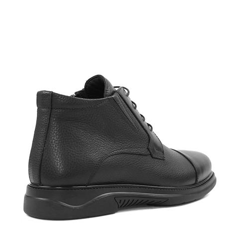 Erkek Siyah Bağcıklı Fermuarlı Deri Bot