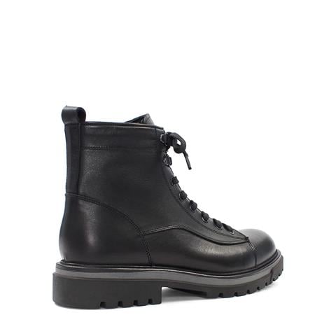 Erkek Siyah Bağcıklı Fermuarlı Deri Bot