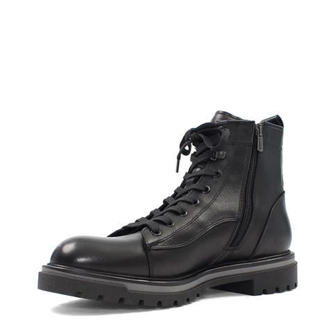 Erkek Siyah Bağcıklı Fermuarlı Deri Bot