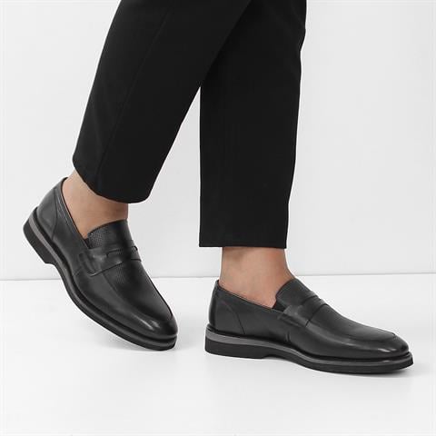 Erkek Siyah Deri Loafer