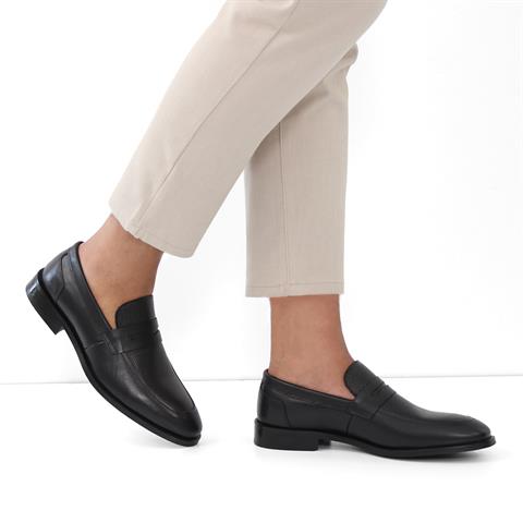 Erkek Siyah Deri Loafer