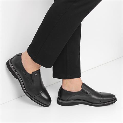 Erkek Siyah Deri Günlük Ayakkabı