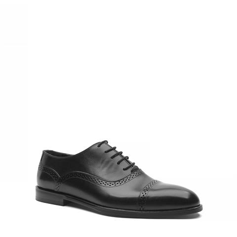 Erkek Siyah Bağcıklı Deri Klasik Ayakkabı