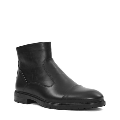 Erkek Siyah Fermuarlı Deri Bot