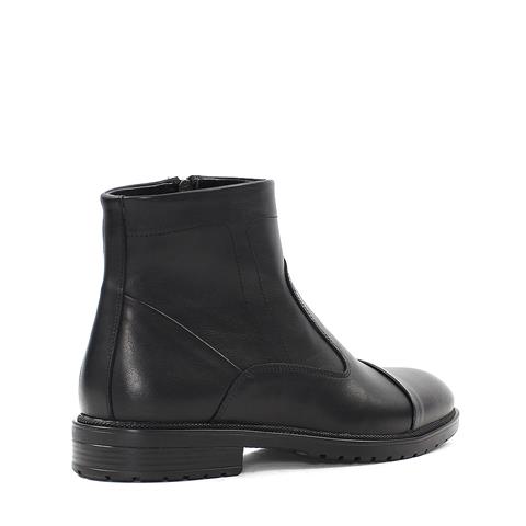 Erkek Siyah Fermuarlı Deri Bot