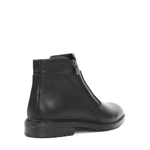 Erkek Siyah Çift Fermuarlı Deri Bot