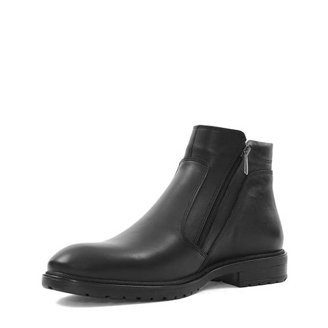 Erkek Siyah Çift Fermuarlı Deri Bot