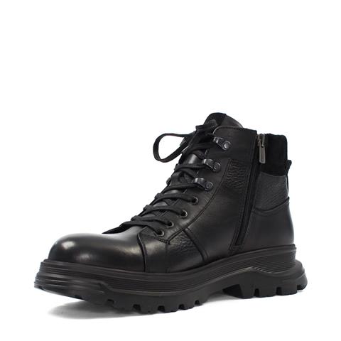 Erkek Siyah Bağcıklı Fermuarlı Deri Bot