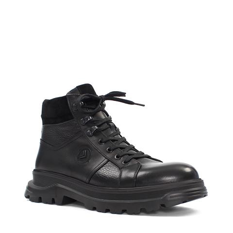 Erkek Siyah Bağcıklı Fermuarlı Deri Bot