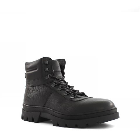 Erkek Siyah Bağcıklı Fermuarlı Deri Bot