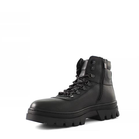 Erkek Siyah Bağcıklı Fermuarlı Deri Bot