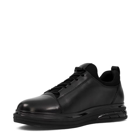 Erkek Siyah Kalın Tabanlı Deri Sneaker