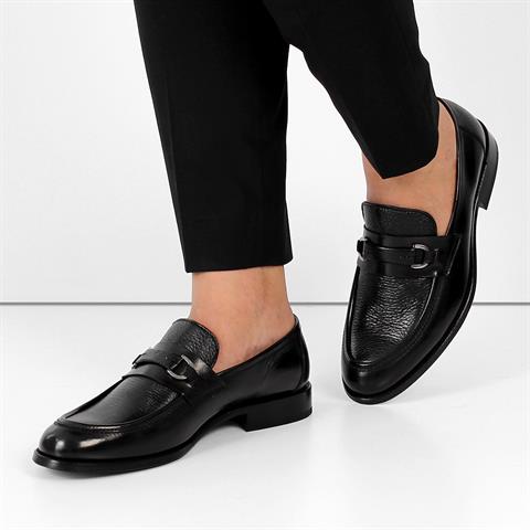 Erkek Siyah Deri Loafer