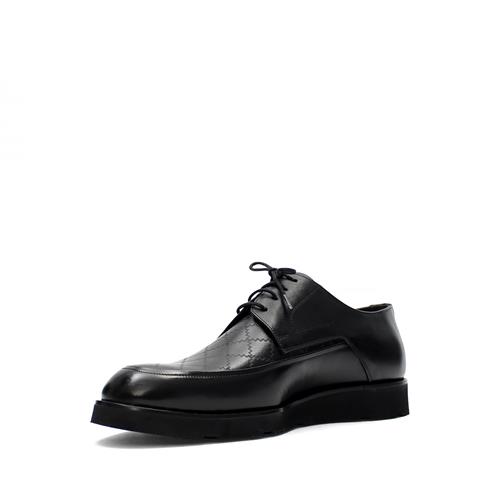 Erkek Siyah Bağcıklı Kalın Tabanlı Deri Günlük Ayakkabı