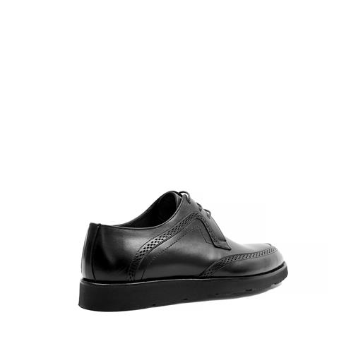 Erkek Siyah Bağcıklı Kalın Tabanlı Deri Günlük Ayakkabı